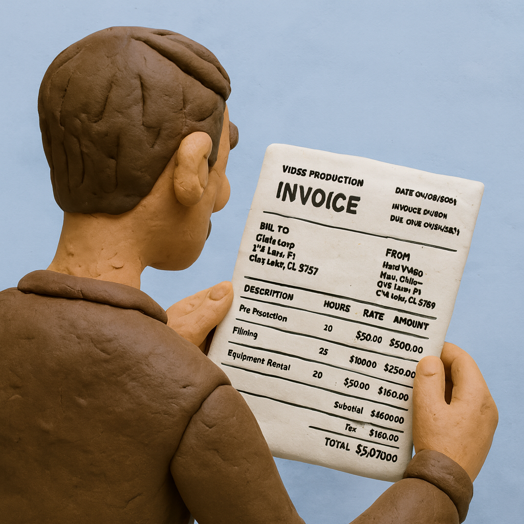 Illustration of expensive price tag attached to professional voice actor silhouette with dollar signs and calendar showing long wait times